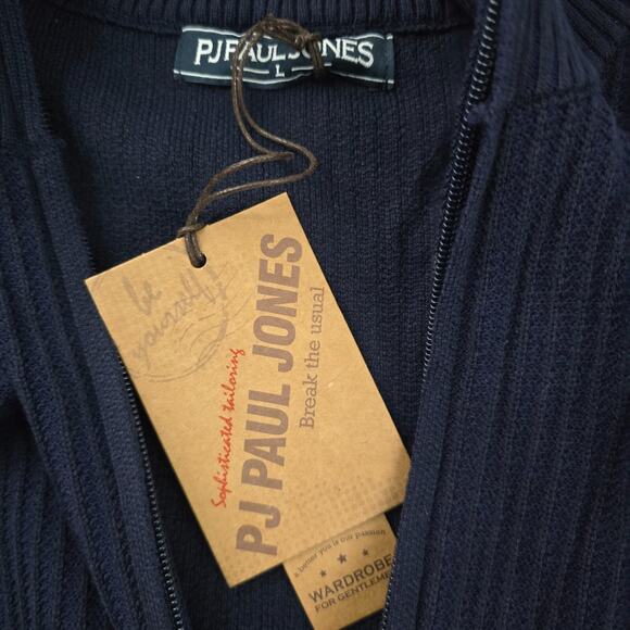 NWT‎ PJ Paul Jones full zip sweater mens blue Large 5571 - Picture 7 of 9